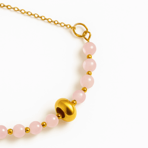 💛 Bracelet de tétée et de biberon – Modèle doré - Quartz rose