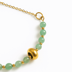 💛 Bracelet de tétée et de biberon – Modèle doré - Aventurine verte