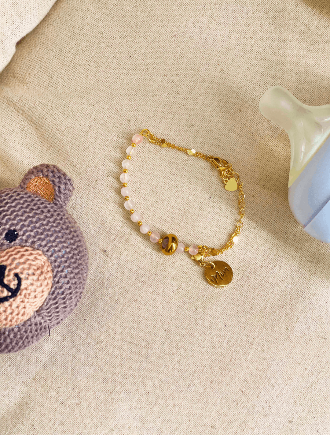 Bracelet MA en pierres naturelles pour jeunes mamans – suivi tétées. Bracelet suivi des biberons