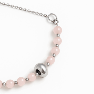 🤍 Bracelet de tétée et de biberon – Modèle argenté - Quartz rose