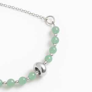 🤍 Bracelet de tétée et de biberon – Modèle argenté - Aventurine verte