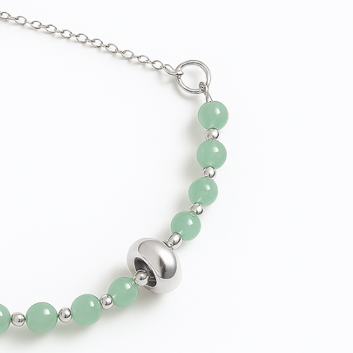 Bracelet MA en pierres naturelles pour jeunes mamans – suivi tétées. Aventurine argent