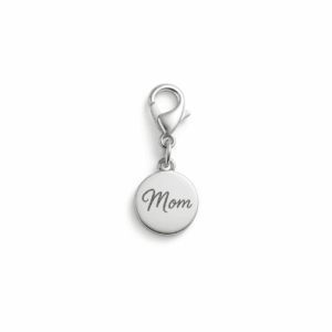 Pendentif repère de tétée argenté – "Mom"